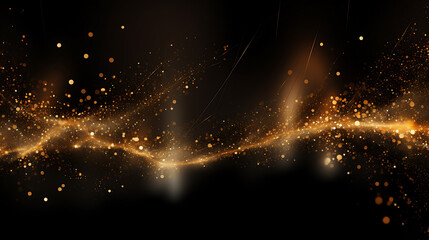 Wall Mural - waves of shimmering gold particles with wave-like shapes. isolated on a black background. created wi
