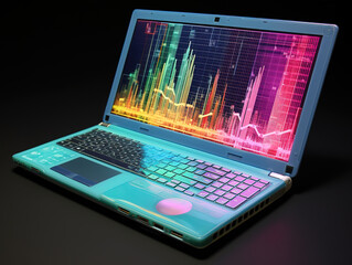 Wall Mural - laptop with business dash board analytics chart metrics