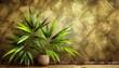 tropical plants with bamboo leaves on a textured rubbed background by kayami photo wallpaper in the interior
