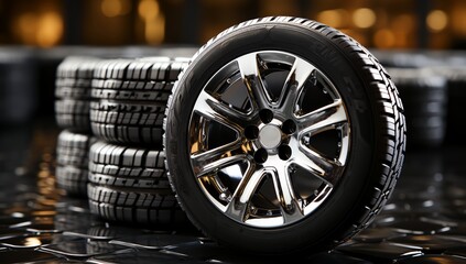 stack of tires on the floor