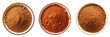 Set of garam masala powder on a white bowl top view isolated on a transparent background