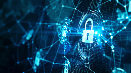 Technology and business concept. Data Code Connection Technology Concept To Protect Cybersecurity. Innovative business