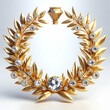golden diamond made laurel wreath isolated on white background