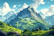 mountain landscape cartoon background