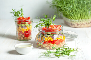 Wall Mural - vegetarian salad with chickpeas and vegetables