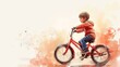 © Elena - Little boy on a bicycle, watercolor illustration