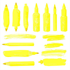 Leinwandbilder - Yellow highlighter elements, acid highlighters marker stripe