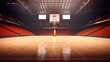 Basketball court with lighting. 3d rendering.	