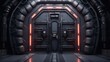 Futuristic dark spaceship doors
