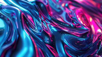Wall Mural - A fluid background with neon blue and pink fluids intertwined, resembling a futuristic cyberpunk aesthetic
