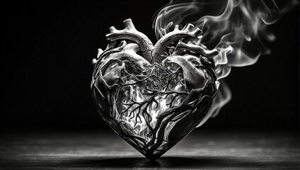 Wall Mural - black and white black and white heart