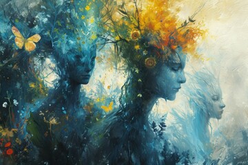 Canvas Print - mystical forest shamans, communing with nature spirits and harnessing their ancient magic - generati
