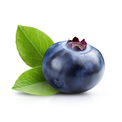 Blue berry isolated on white background, Blueberries with leaves