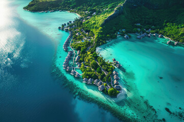 Sticker - An aerial view capturing the elevated tranquility of Bora Bora