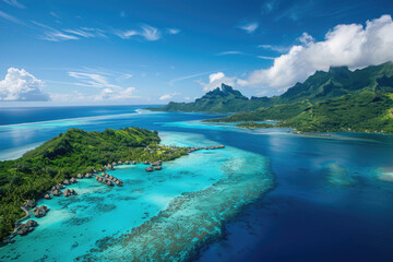 Sticker - An aerial view capturing the elevated tranquility of Bora Bora