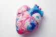 pop art style , anatomic  red heart on bright white  background, banner wallpaper valentine graphic  concept