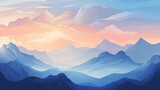 Fototapeta Natura - Minimalistic Style Frame: Abstract Landscape Banner with Polygonal Mountains AI Generated