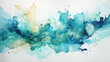 Teal & Green Splatter Canvas: Organic Watercolor abstract background