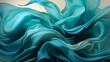 Teal and Green Ribbons: Paint flowing ribbons watercolor background, 