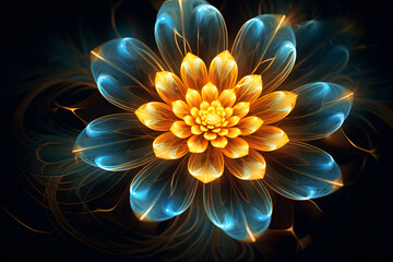 Poster - abstract fractal glowing flower