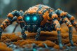 macro photo of micro spider robot, style, on background