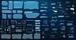 © ZinetroN - A comprehensive set of futuristic HUD (Heads-Up Display) and interface elements with a blue neon glow. Futuristic HUD and Interface Elements Set. Vector illustration