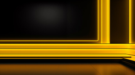 Wall Mural - The black walls contrast with the yellow neon lights.