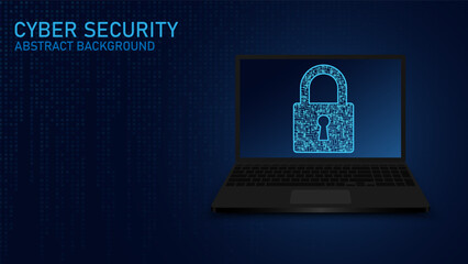 Cybersecurity and information protection. Data protection concept design for personal privacy, and cyber security. Blue color abstract technology. Shield With Keyhole icon, Vector and Illustration.