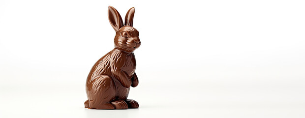 Wall Mural - Easter chocolate bunny on a white background. Holiday sweets.