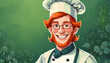 © Logo - Step into the world of culinary artistry with this cartoon chef! Adorned with glasses and a white hat, this talented cook is ready to dazzle in a restaurant. The vibrant green background adds a touch
