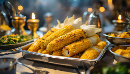 Wall Mural - Deliciously Roasted Corn on the BBQ: A Fresh and Healthy Summer Snack