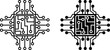 Circuit icons. Electronic Motherboard. Vector Illustration of Connected Lines and Dots. Technology Concept