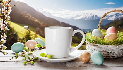 Sticker - white mug easter mockup