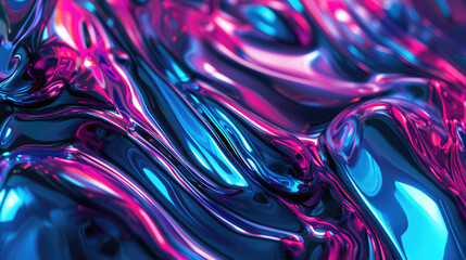 Wall Mural - A fluid background with neon blue and pink fluids intertwined, resembling a futuristic cyberpunk aesthetic