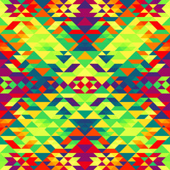 Aufkleber - Colorful Aztec Fabric, Wallpaper and Home Decor. Abstract seamless tileable pattern. Triangles aztec background. Vector image.