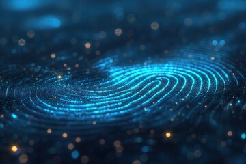 Fingerprint, digital. Abstract Fingerprint in Blue. Digital Whorl.