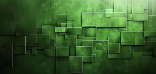 Wall Mural - Weathered green square geometric pattern on textured surface.