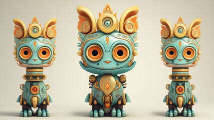 Wall Mural - Metallic 3D Totem illustration