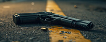 Gun Lying On The Ground, Crime Scene