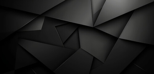 Wall Mural - Sleek black geometric shapes on a dark, textured background.