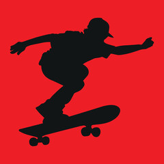 Canvas Print - Young Skateboarder Silhouette