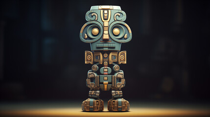 Wall Mural - Metallic 3D Totem illustration