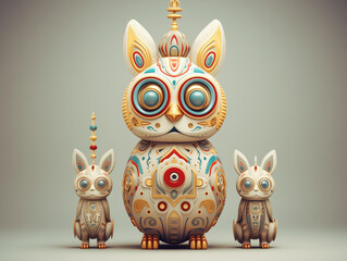 Metallic 3D Totem illustration