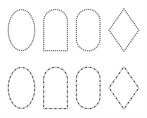 Wall Mural - Collection of simple decorative frames for designs – Borders isolated on a light background – Set of minimalist black outlines