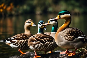 Poster - two ducks on the lake