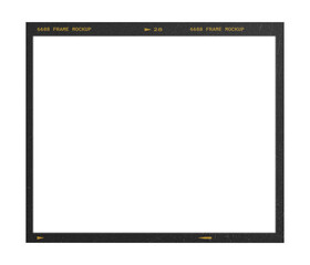 Camera transparent film strip mockup, isolated on white background template frame, real high-res 35mm photo scan analogue sheet negative