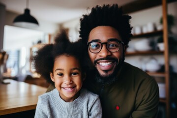 Wall Mural - Smiling portrait of a young father and daughter