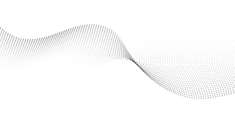 Wall Mural - abstract flowing dots particles wave curved lines on transparent background. black halftone gradient