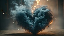 Heart-shaped Colorful Smoke, Isolated On Dark Background, Abstract-colored