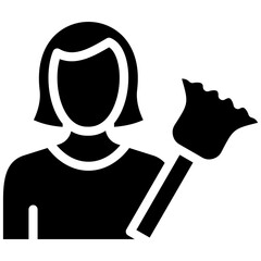 Wall Mural - Woman Dusting vector icon illustration of Housekeeping iconset.